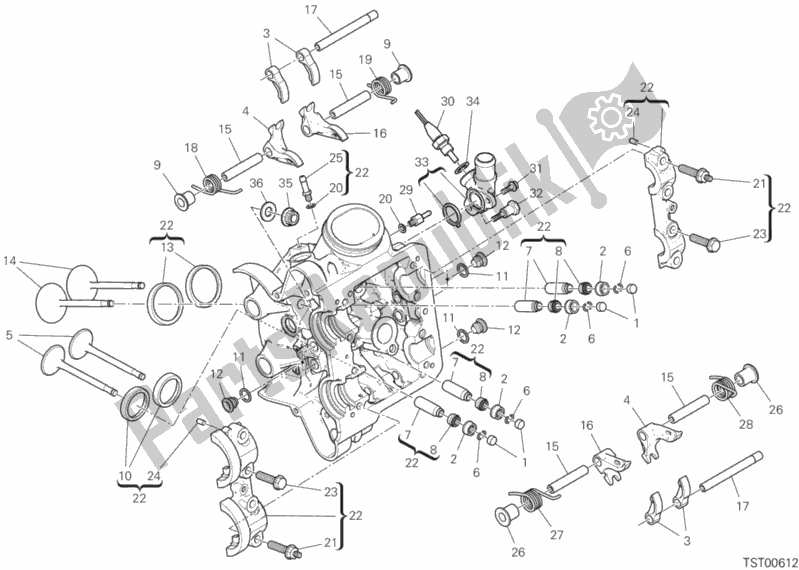 Alle onderdelen voor de Horizontale Cilinderkop van de Ducati Multistrada 1260 Touring USA 2018